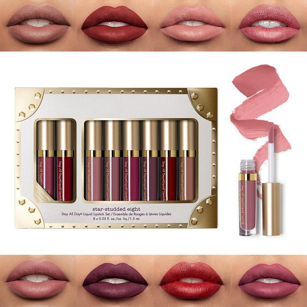HOT 8Pcs Professional Lip Glaze Gloss Waterproof Makeup Matte Non-sticky Lipsticks cosmeticarena