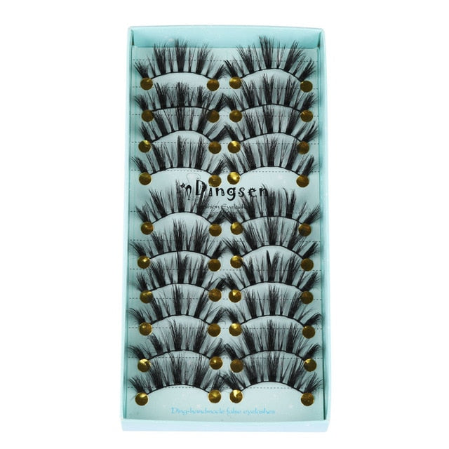 10 Pairs 3D Soft Faux Mink Hair False Eyelashes Natural Messy Eyelash Crisscross Wispy Fluffy Lashes Extension Eye Makeup Tools cosmeticarena