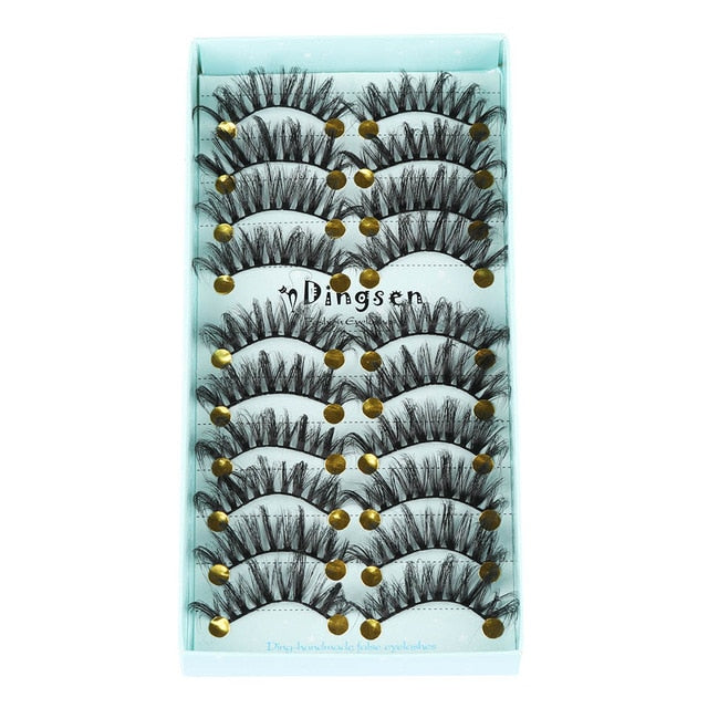 10 Pairs 3D Soft Faux Mink Hair False Eyelashes Natural Messy Eyelash Crisscross Wispy Fluffy Lashes Extension Eye Makeup Tools cosmeticarena