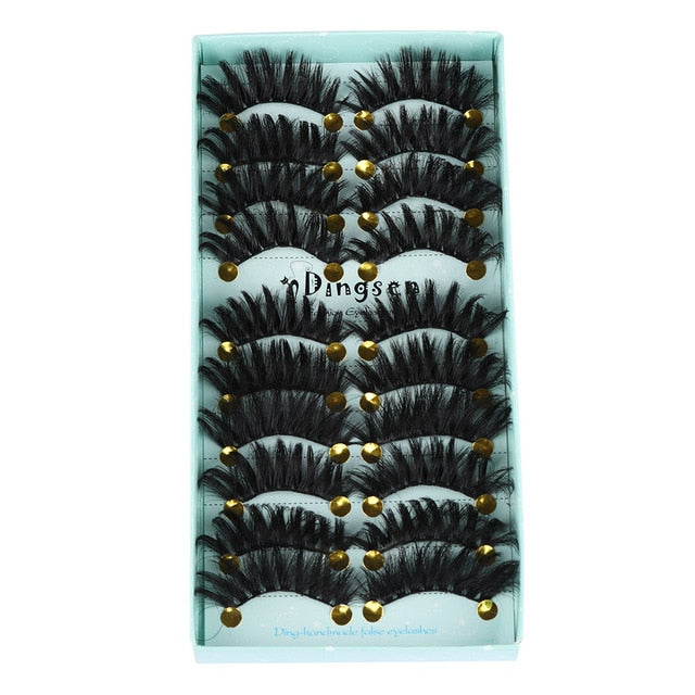 10 Pairs 3D Soft Faux Mink Hair False Eyelashes Natural Messy Eyelash Crisscross Wispy Fluffy Lashes Extension Eye Makeup Tools cosmeticarena