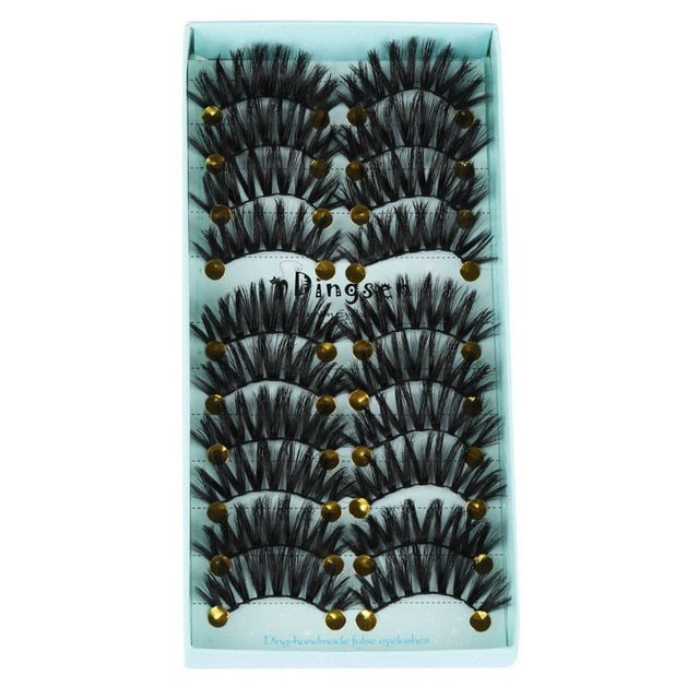 10 Pairs 3D Soft Faux Mink Hair False Eyelashes Natural Messy Eyelash Crisscross Wispy Fluffy Lashes Extension Eye Makeup Tools cosmeticarena