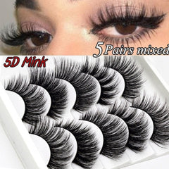5 pairs 5D Mink Eyelashes Natural False Eyelashes Lashes Soft Fake Eyelashes Extension Makeup Wholesale cosmeticarena