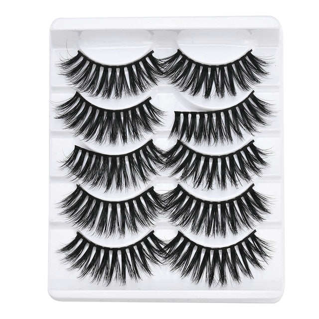 5 pairs 5D Mink Eyelashes Natural False Eyelashes Lashes Soft Fake Eyelashes Extension Makeup Wholesale cosmeticarena