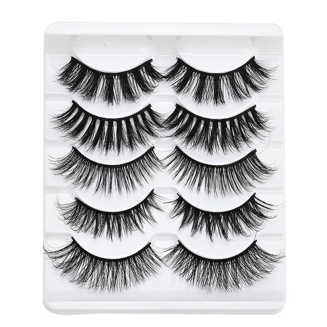 5 pairs 5D Mink Eyelashes Natural False Eyelashes Lashes Soft Fake Eyelashes Extension Makeup Wholesale cosmeticarena