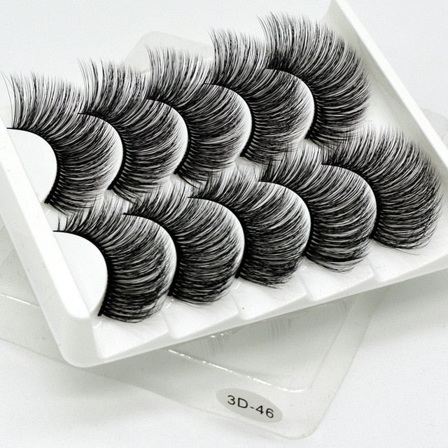 5 pairs 5D Mink Eyelashes Natural False Eyelashes Lashes Soft Fake Eyelashes Extension Makeup Wholesale cosmeticarena