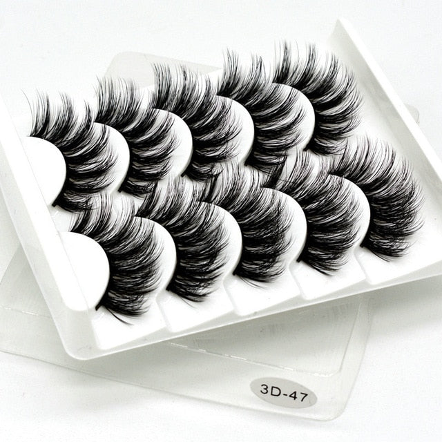5 pairs 5D Mink Eyelashes Natural False Eyelashes Lashes Soft Fake Eyelashes Extension Makeup Wholesale cosmeticarena