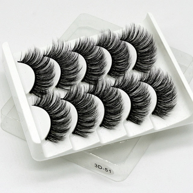 5 pairs 5D Mink Eyelashes Natural False Eyelashes Lashes Soft Fake Eyelashes Extension Makeup Wholesale cosmeticarena