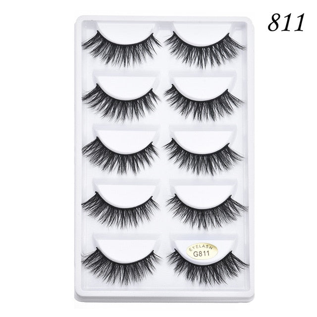 5 pairs 5D Mink Eyelashes Natural False Eyelashes Lashes Soft Fake Eyelashes Extension Makeup Wholesale cosmeticarena