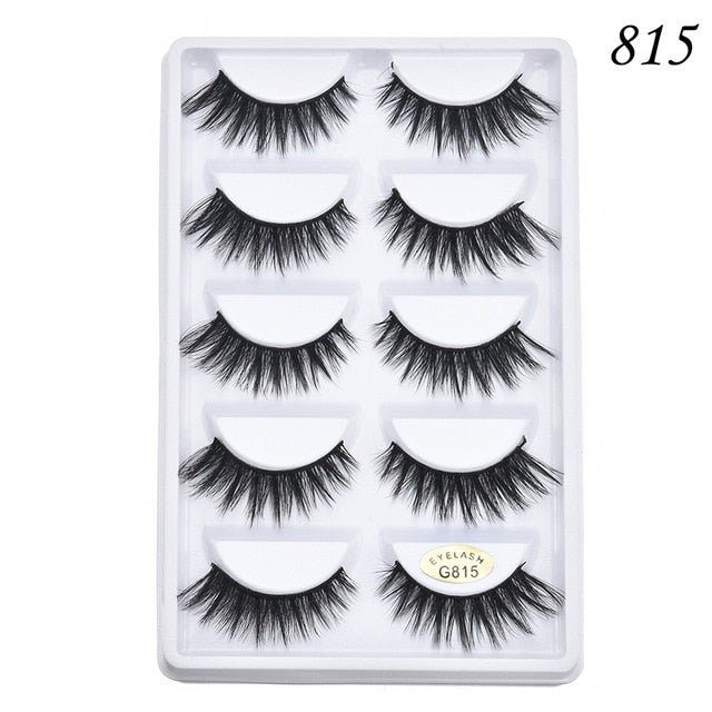 5 pairs 5D Mink Eyelashes Natural False Eyelashes Lashes Soft Fake Eyelashes Extension Makeup Wholesale cosmeticarena
