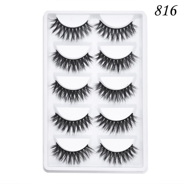 5 pairs 5D Mink Eyelashes Natural False Eyelashes Lashes Soft Fake Eyelashes Extension Makeup Wholesale cosmeticarena