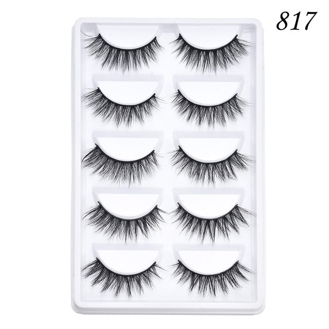 5 pairs 5D Mink Eyelashes Natural False Eyelashes Lashes Soft Fake Eyelashes Extension Makeup Wholesale cosmeticarena