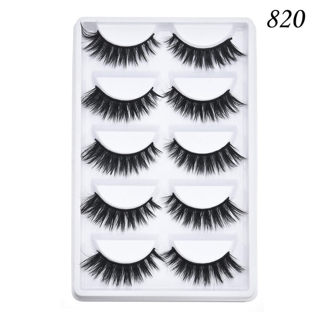 5 pairs 5D Mink Eyelashes Natural False Eyelashes Lashes Soft Fake Eyelashes Extension Makeup Wholesale cosmeticarena