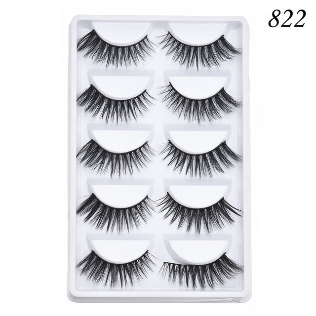 5 pairs 5D Mink Eyelashes Natural False Eyelashes Lashes Soft Fake Eyelashes Extension Makeup Wholesale cosmeticarena