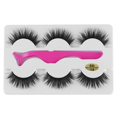 3 Pairs 6D Mink False Eyelashes With Tweezer Crisscross Natural Makeup Eyelash Fluffy Mink Fake Lashes for Women's Fashion cosmeticarena