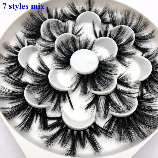 Mikiwi 7pairs 25mm long Faux 3D Mink Lashes Natural Long False Eyelashes Dramatic Volume Fake Lashes Makeup Extension Eyelashes cosmeticarena