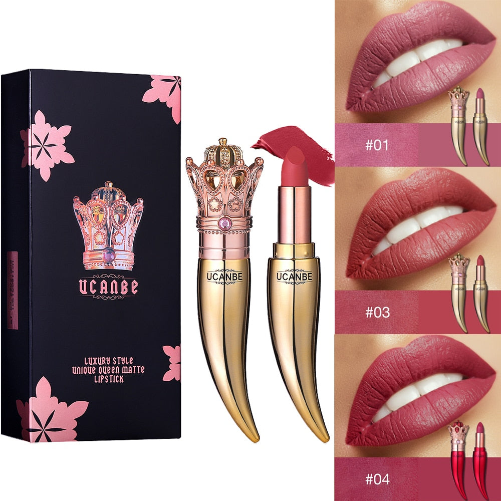 UCANBE Brand Velvet Matte Lipstick Set Luxury Queen Crown Creamy Lip Stick Gentle Pink Nude Makeup Waterproof Lasting Cosmetics cosmeticarena