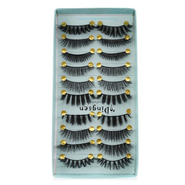 10 Pairs 3D Soft Faux Mink Hair False Eyelashes Natural Messy Eyelash Crisscross Wispy Fluffy Lashes Extension Eye Makeup Tools cosmeticarena
