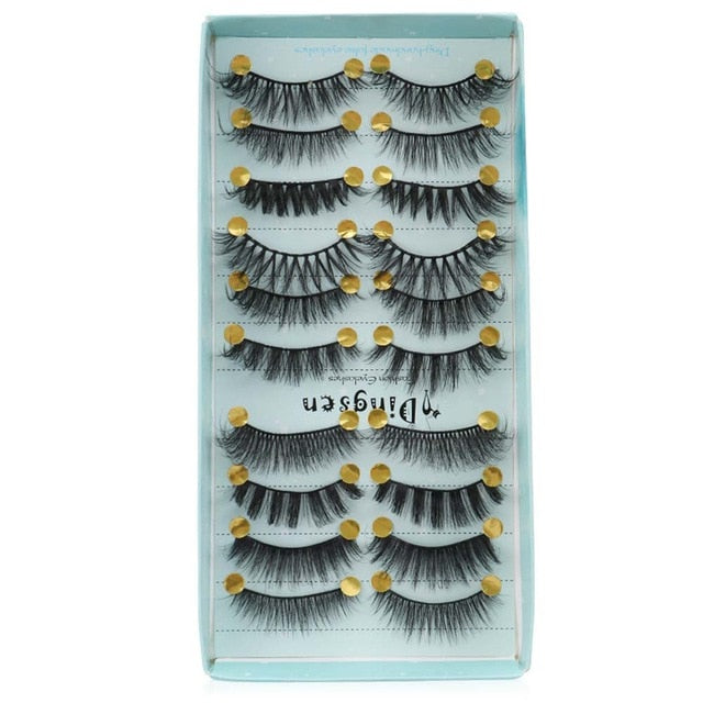 10 Pairs 3D Soft Faux Mink Hair False Eyelashes Natural Messy Eyelash Crisscross Wispy Fluffy Lashes Extension Eye Makeup Tools cosmeticarena