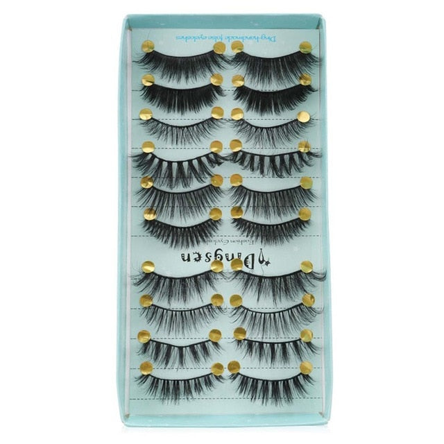 10 Pairs 3D Soft Faux Mink Hair False Eyelashes Natural Messy Eyelash Crisscross Wispy Fluffy Lashes Extension Eye Makeup Tools cosmeticarena