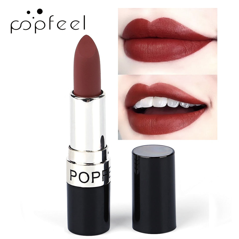 POPFEEL 20 Color Long-lasting Matte Lipstick Non-Stick Cup Waterproof/Water-Resistant Lip Makeup Easy to Wear Nude Lip Stick 19g cosmeticarena