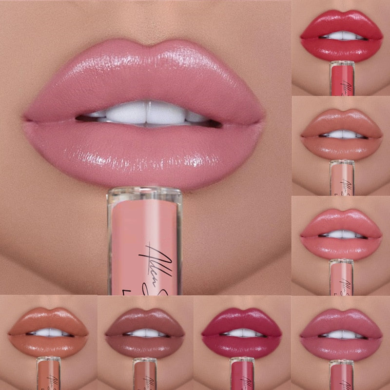 Nude Glitter Shimmer Liquid Lipstick Cosmetics Lips Gloss Long Lasting Waterproof Colorful Lipgloss Makeup Pigment Sexy Women cosmeticarena