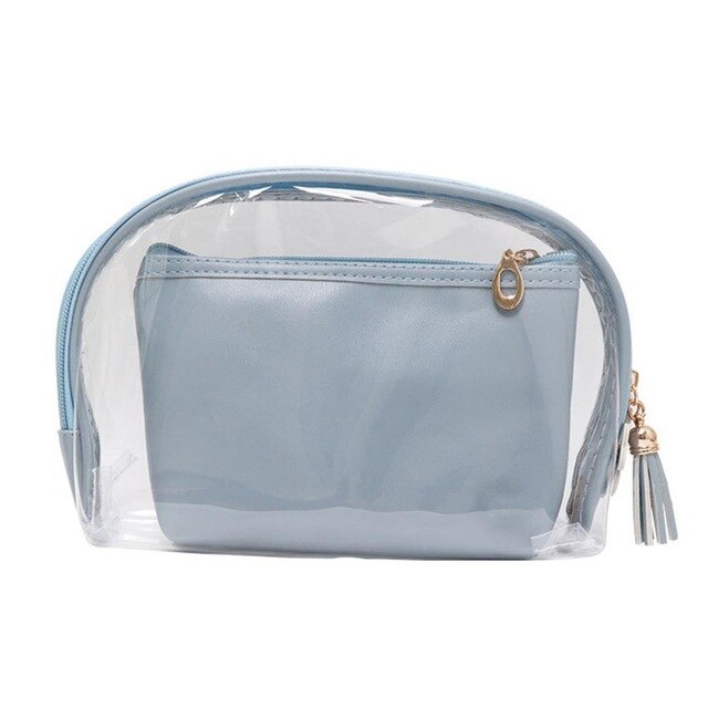 PU Transparent Cosmetic Bag Waterproof Clear Pouch Organizer Makeup Bags Women Travel Toiletry Case Accessories With A Small Bag cosmeticarena