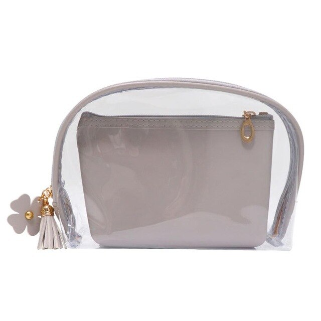 PU Transparent Cosmetic Bag Waterproof Clear Pouch Organizer Makeup Bags Women Travel Toiletry Case Accessories With A Small Bag cosmeticarena