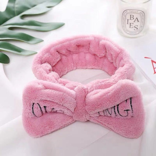 2019 New OMG Letter Coral Fleece Wash Face Bow Headbands For Women Girls Headbands Headwear Hair Bands Turban Hair Accessories cosmeticarena