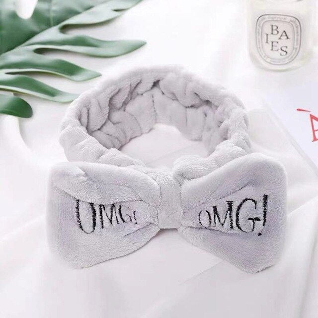 2019 New OMG Letter Coral Fleece Wash Face Bow Headbands For Women Girls Headbands Headwear Hair Bands Turban Hair Accessories cosmeticarena