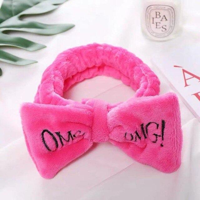 2019 New OMG Letter Coral Fleece Wash Face Bow Headbands For Women Girls Headbands Headwear Hair Bands Turban Hair Accessories cosmeticarena