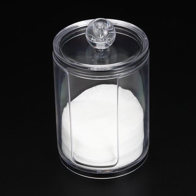 Transparent Acrylic Round Container Makeup Pad Organizer Box Protable Cosmetics Cotton Swab Storage Case Makeup Tool Accessories cosmeticarena