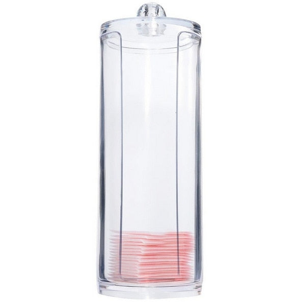 Transparent Acrylic Round Container Makeup Pad Organizer Box Protable Cosmetics Cotton Swab Storage Case Makeup Tool Accessories cosmeticarena