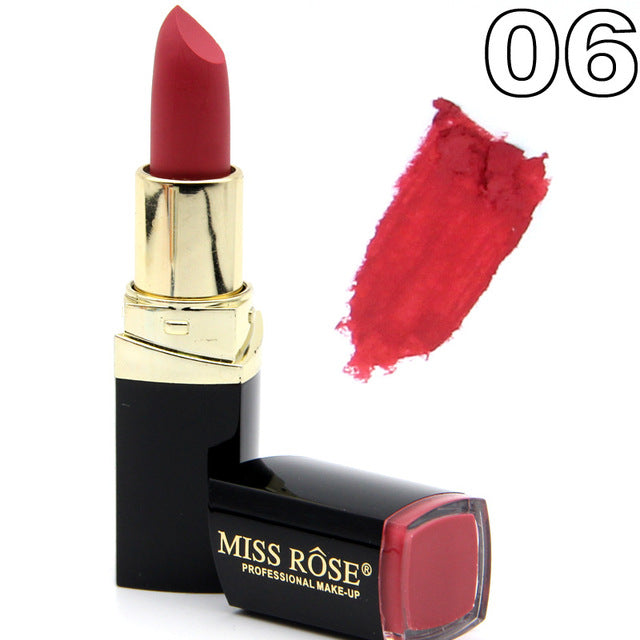 Miss Rose brand batom 24color Nude Matte lipstick Matte Velvet Lipstick Beauty Red Lips batom Cosmetic long-lasting makeup cosmeticarena