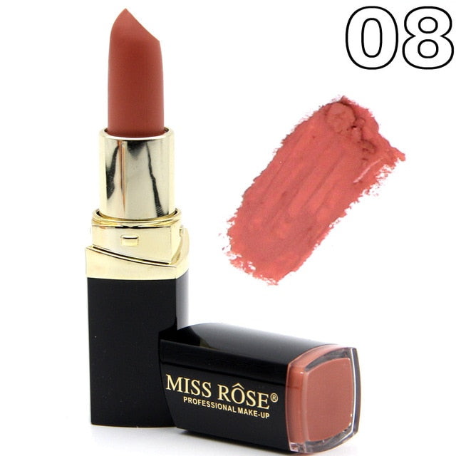 Miss Rose brand batom 24color Nude Matte lipstick Matte Velvet Lipstick Beauty Red Lips batom Cosmetic long-lasting makeup cosmeticarena
