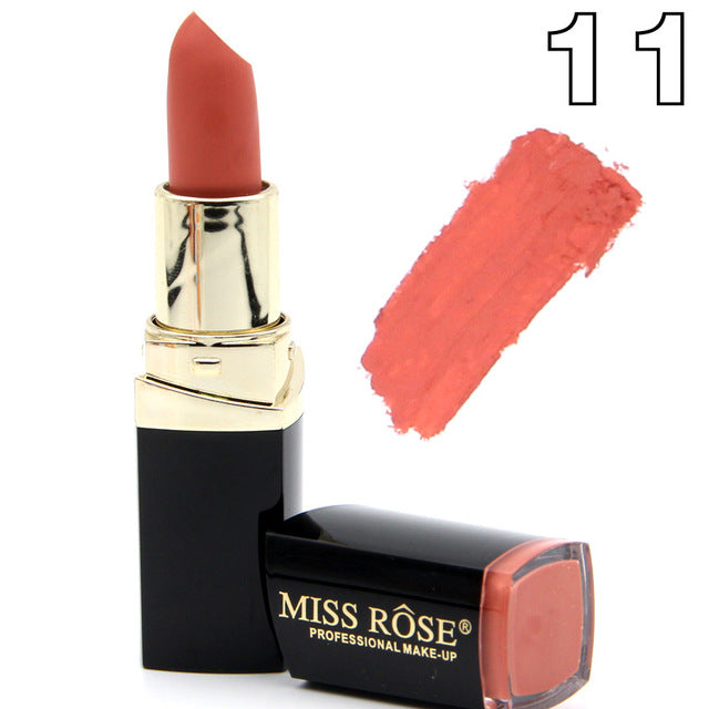 Miss Rose brand batom 24color Nude Matte lipstick Matte Velvet Lipstick Beauty Red Lips batom Cosmetic long-lasting makeup cosmeticarena