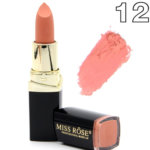 Miss Rose brand batom 24color Nude Matte lipstick Matte Velvet Lipstick Beauty Red Lips batom Cosmetic long-lasting makeup cosmeticarena