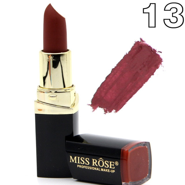 Miss Rose brand batom 24color Nude Matte lipstick Matte Velvet Lipstick Beauty Red Lips batom Cosmetic long-lasting makeup cosmeticarena