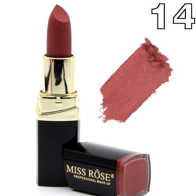 Miss Rose brand batom 24color Nude Matte lipstick Matte Velvet Lipstick Beauty Red Lips batom Cosmetic long-lasting makeup cosmeticarena