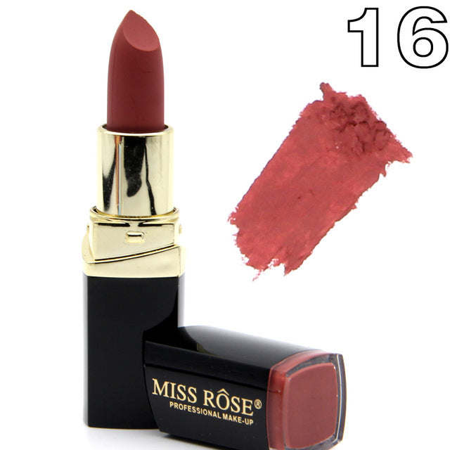 Miss Rose brand batom 24color Nude Matte lipstick Matte Velvet Lipstick Beauty Red Lips batom Cosmetic long-lasting makeup cosmeticarena