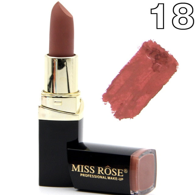 Miss Rose brand batom 24color Nude Matte lipstick Matte Velvet Lipstick Beauty Red Lips batom Cosmetic long-lasting makeup cosmeticarena