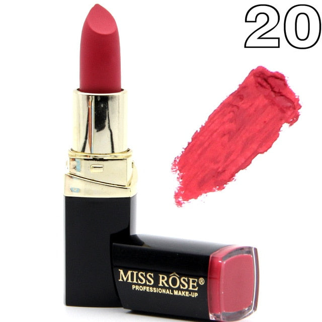 Miss Rose brand batom 24color Nude Matte lipstick Matte Velvet Lipstick Beauty Red Lips batom Cosmetic long-lasting makeup cosmeticarena