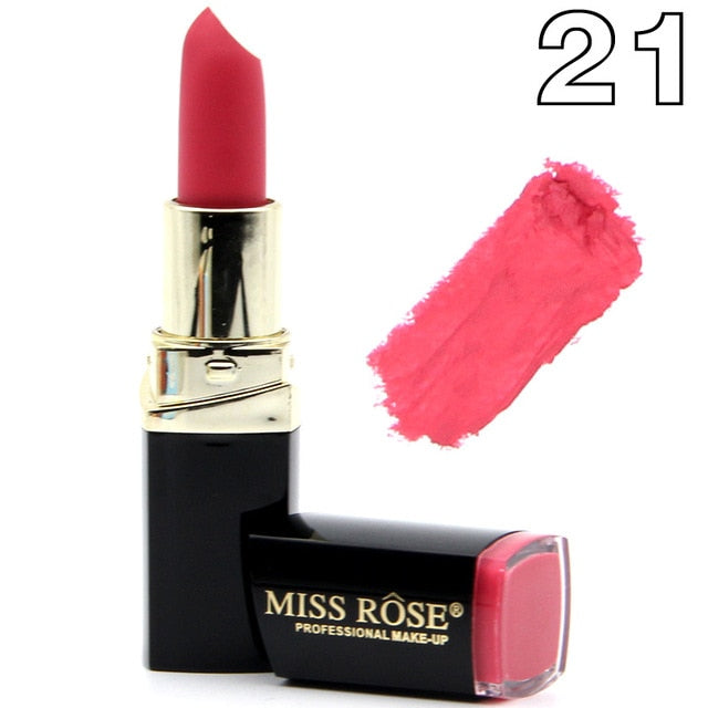 Miss Rose brand batom 24color Nude Matte lipstick Matte Velvet Lipstick Beauty Red Lips batom Cosmetic long-lasting makeup cosmeticarena