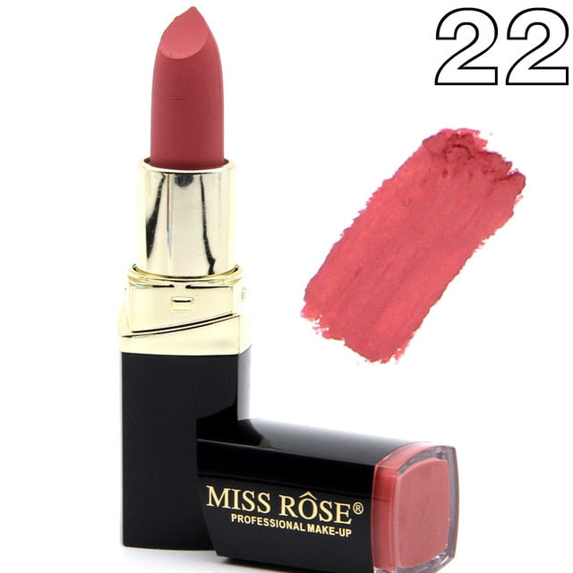 Miss Rose brand batom 24color Nude Matte lipstick Matte Velvet Lipstick Beauty Red Lips batom Cosmetic long-lasting makeup cosmeticarena