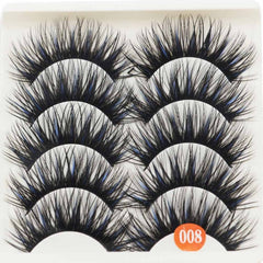 5 Pairs artificial 100% mink Corner Thick False Eyelashes Blue Black Long Thick Cross Handmade eye lashes makeup cosmeticarena