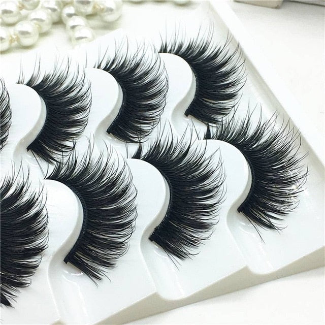 5 Pairs artificial 100% mink Corner Thick False Eyelashes Blue Black Long Thick Cross Handmade eye lashes makeup cosmeticarena