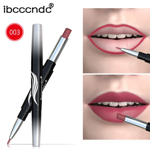 10 Colors Matte Lipstick Wateproof Double End Long Lasting Lipsticks Brand Lip Makeup Cosmetics Nude Dark Red Lips Liner Pencil cosmeticarena