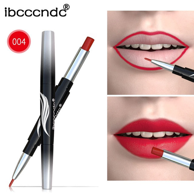 10 Colors Matte Lipstick Wateproof Double End Long Lasting Lipsticks Brand Lip Makeup Cosmetics Nude Dark Red Lips Liner Pencil cosmeticarena