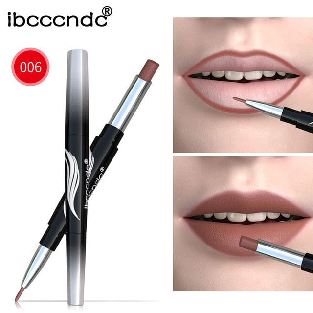 10 Colors Matte Lipstick Wateproof Double End Long Lasting Lipsticks Brand Lip Makeup Cosmetics Nude Dark Red Lips Liner Pencil cosmeticarena