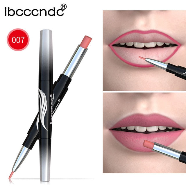 10 Colors Matte Lipstick Wateproof Double End Long Lasting Lipsticks Brand Lip Makeup Cosmetics Nude Dark Red Lips Liner Pencil cosmeticarena
