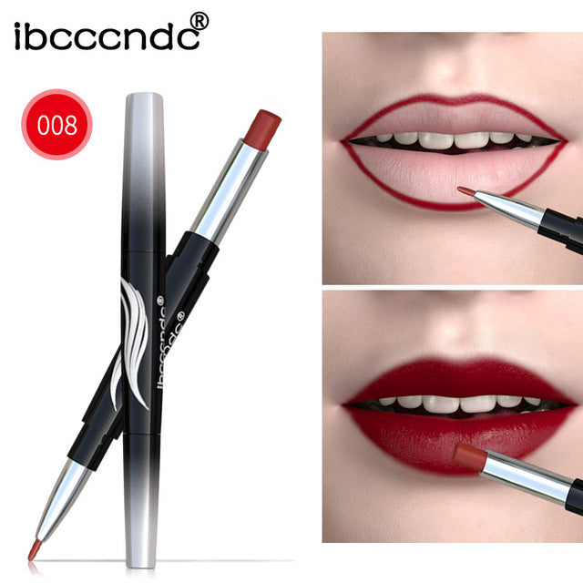 10 Colors Matte Lipstick Wateproof Double End Long Lasting Lipsticks Brand Lip Makeup Cosmetics Nude Dark Red Lips Liner Pencil cosmeticarena